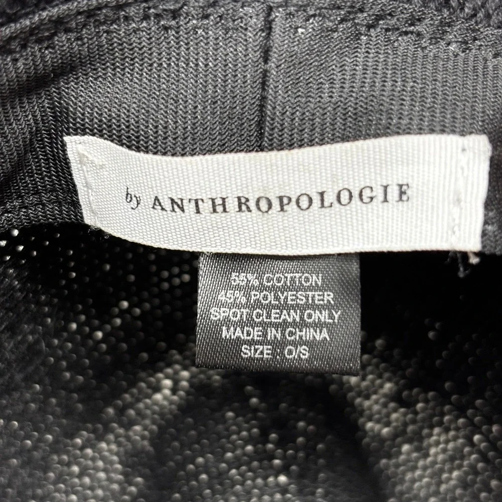 Anthropologie Black Fedora Hat One Size Brown‎ Faux Leather Band Cotton Mesh